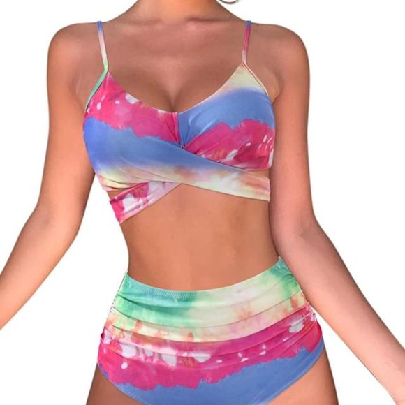 Women's Wrap Front High Waisted Bikini Set Two Pieces Bathing Suits Size S - Picture 1 of 8